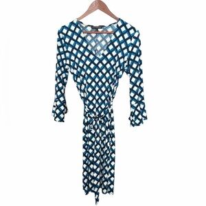 Banana Republic geometric jersey knit dress Small work office event tie waist